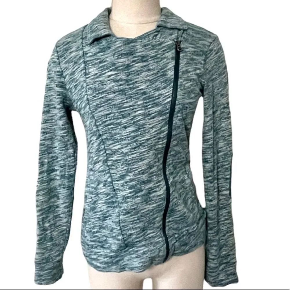 Lucy blue zipper jacket elbow patch sleeves